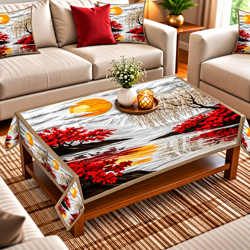 Table cover design river view red