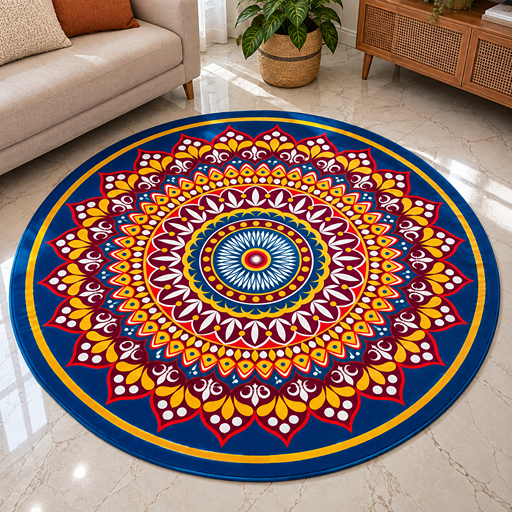 7D carpet design circular Rangoli or Kolam pattern