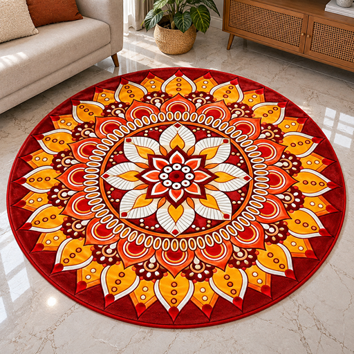 7D carpet design flower orange color