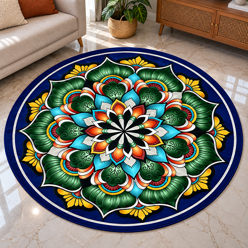7D carpet deisgn multi-colored flower mandala